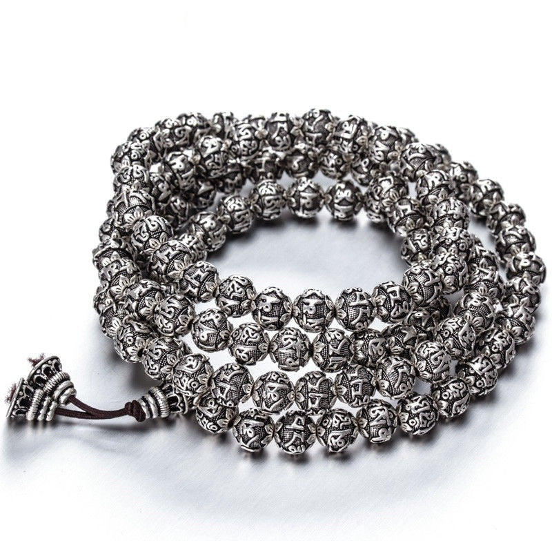 Men's Mantra Heart Sutra Buddha Beads String Alloy Bracelets