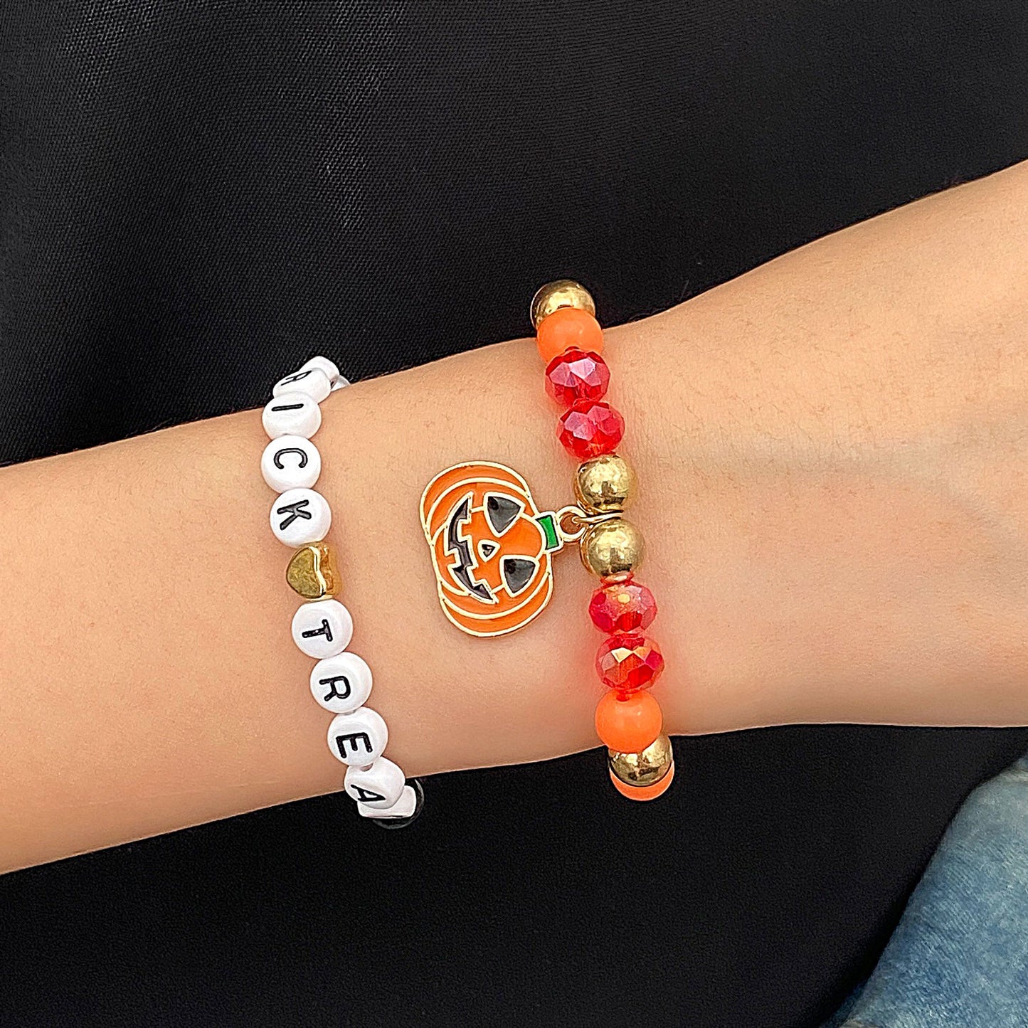 Costume de perles avec lettres anglaises d'Halloween, bracelets fantômes bohème