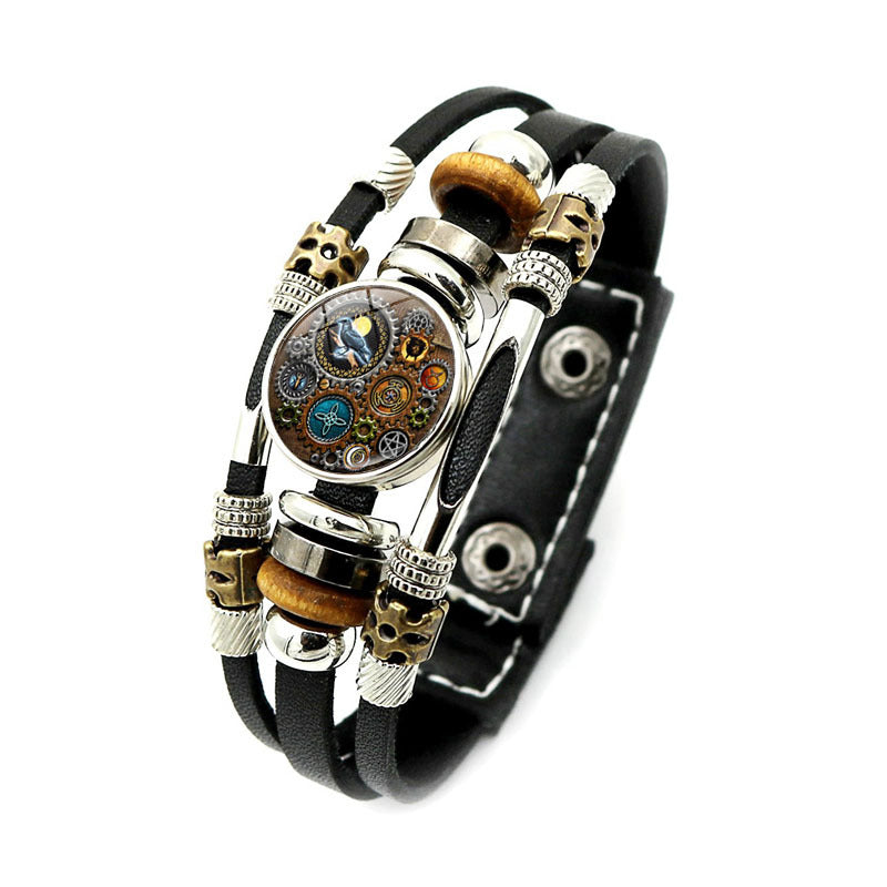 Women's & Men's & Mechanical Gear Pattern Leather And Retro Punk Bracelets