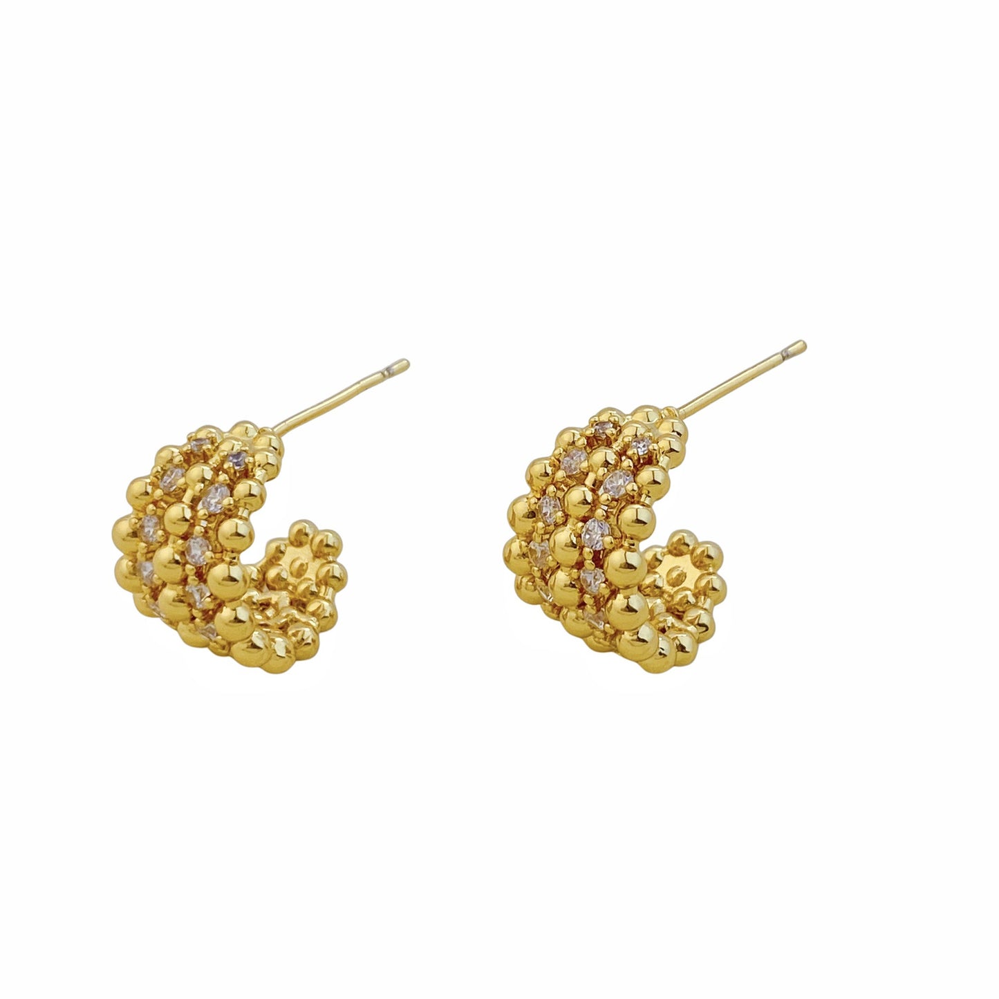 Korean Style Geometric Inlaid Zircon Shaped Trendy Female Commuter Stud Earrings