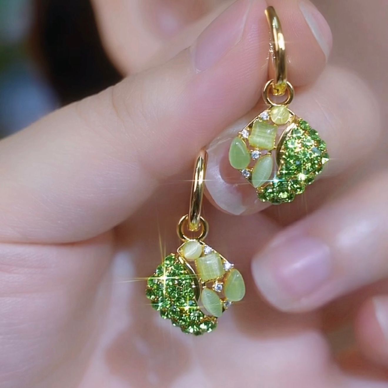 Korean Style Sweet Fashionable Stylish Green Earrings