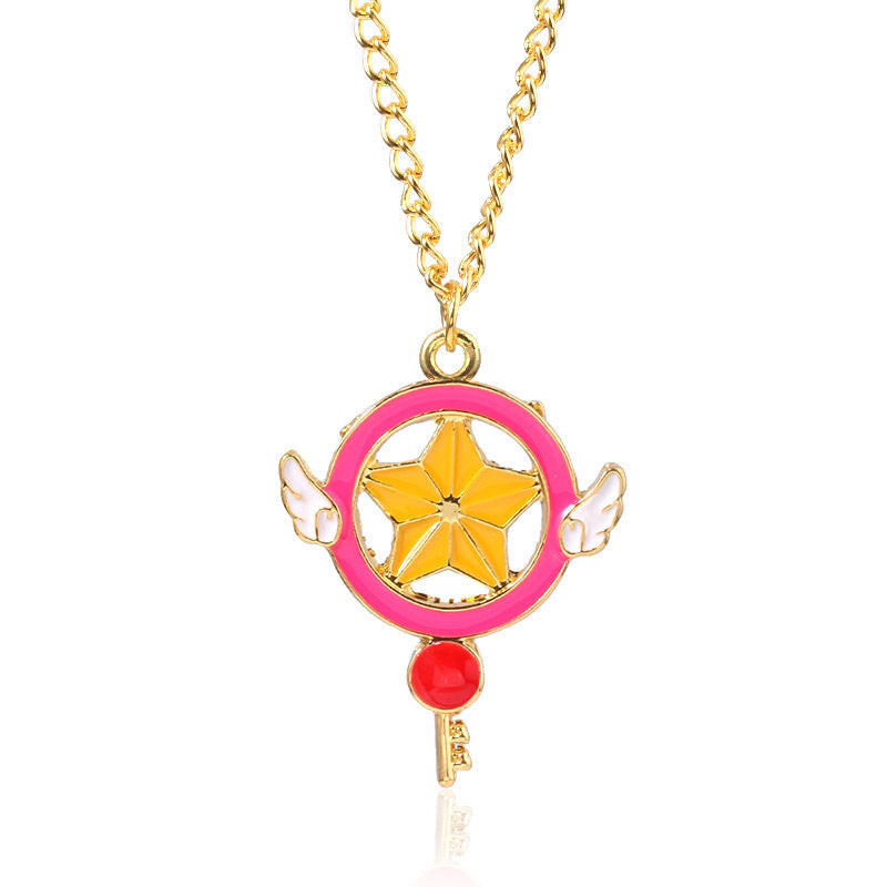 Anime Peripheral Magic Card Cherry Stick Cute Necklaces