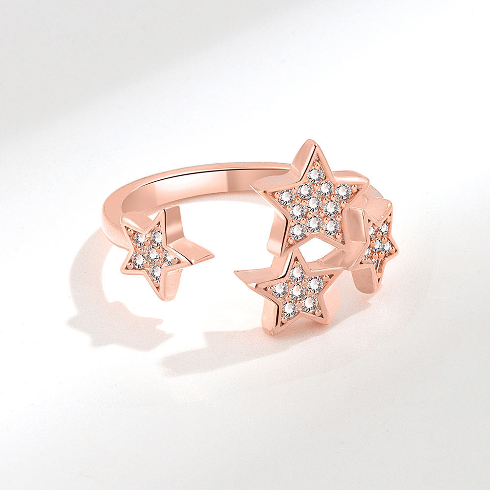 Sweet Full Diamond Starry Sky Opening Rings