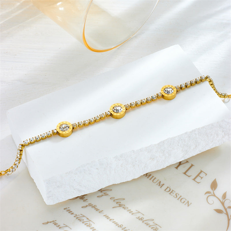 Simple Light Luxury Roman Round Accessory Titanium Bracelet