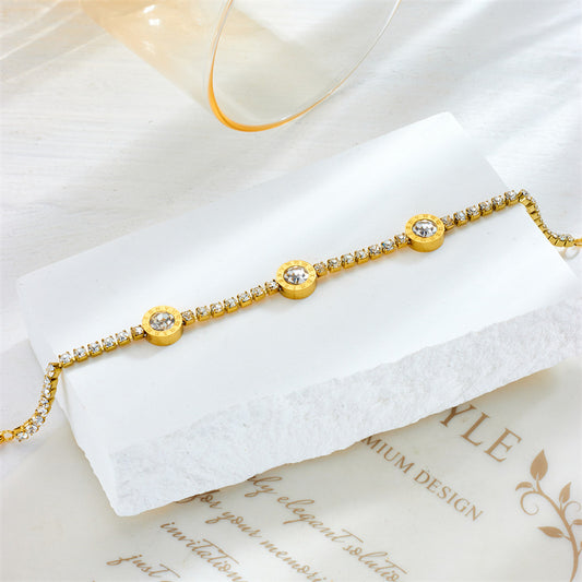 Simple Light Luxury Roman Round Accessory Titanium Bracelet