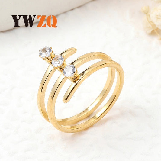 Steel Ornament Korean Style Personalized Three Rings