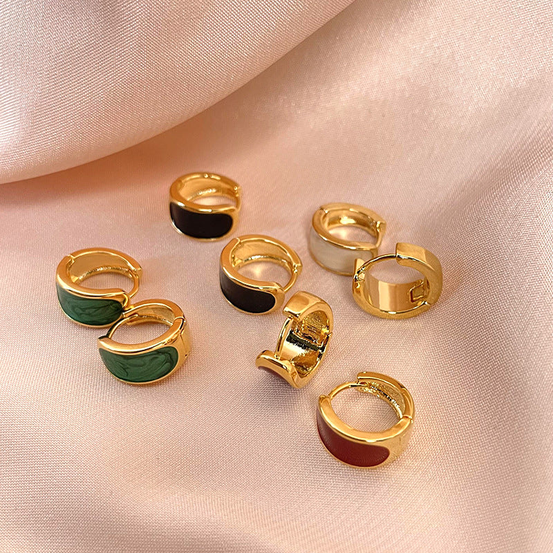 Women's High-grade Semicircle Dripping Oil Ear Clip Earrings