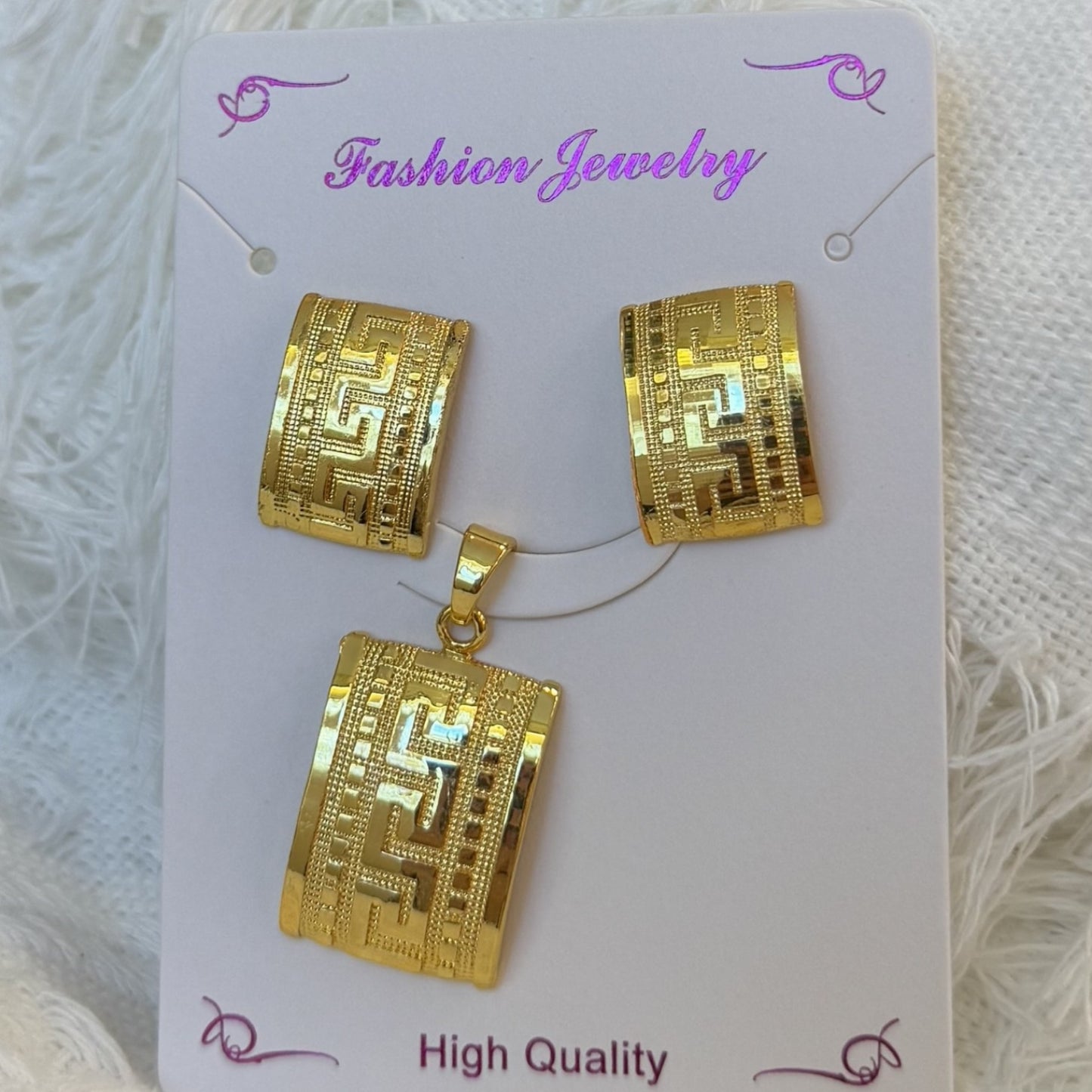 Love Heart Flowers Ear Baroque Gold Fashion Jewelry Set