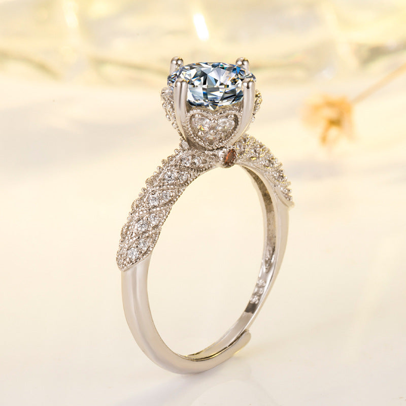 Anneaux de robe de mariée de déesse de zirconium de diamant à haute teneur en carbone