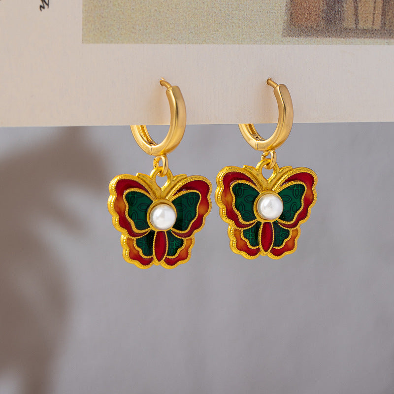 Style Enamel Drip Glazed Temperament Wild High Sense Ear Clip Earrings
