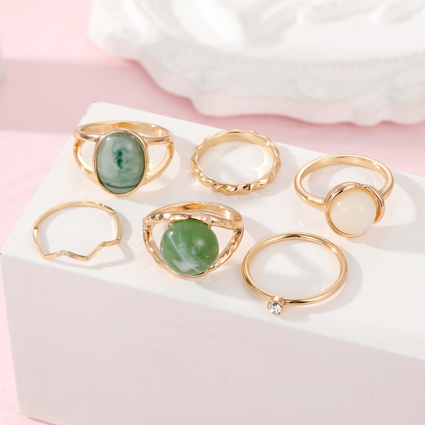 Geometric Imitation Beryl Knuckle Set Female Rings