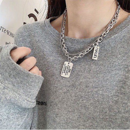 Women's & Men's Retro Thick Clavicle Chain Fashion Personalized Letter Necklaces