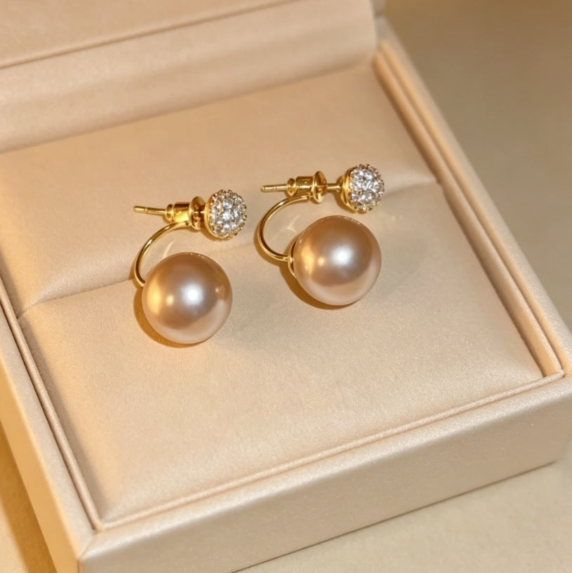 Compact Elegant Pearl Eardrops French Style Design Stud Earrings