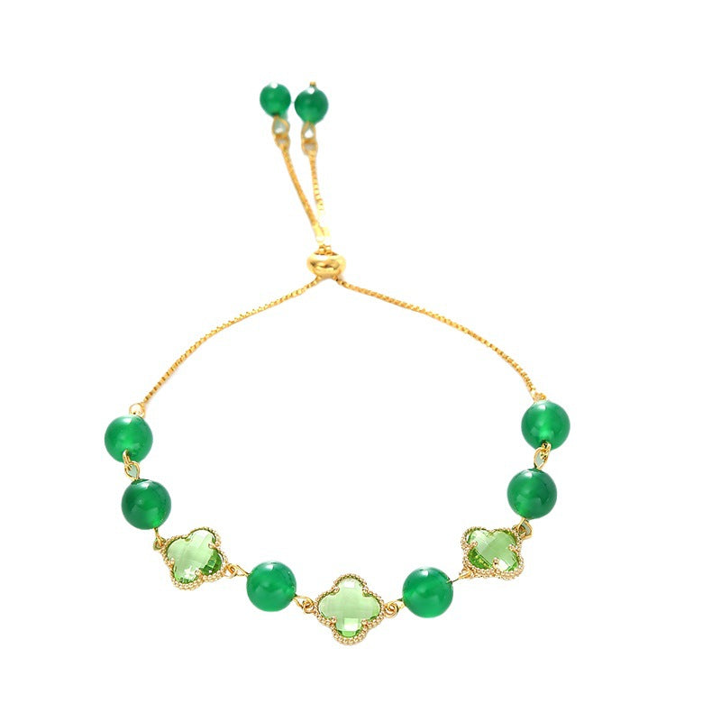 Four-leaf Clover Green Chalcedony Fashion Ornament Bracelets