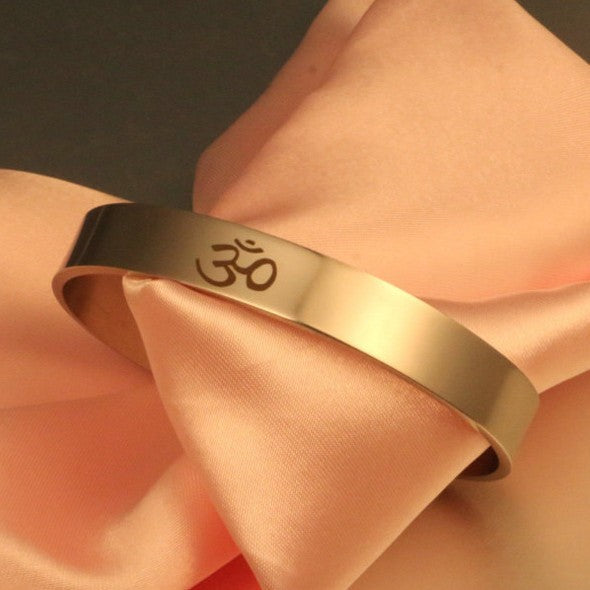 Indian Sanskrit Ohm Logo Opening Stainless Ring