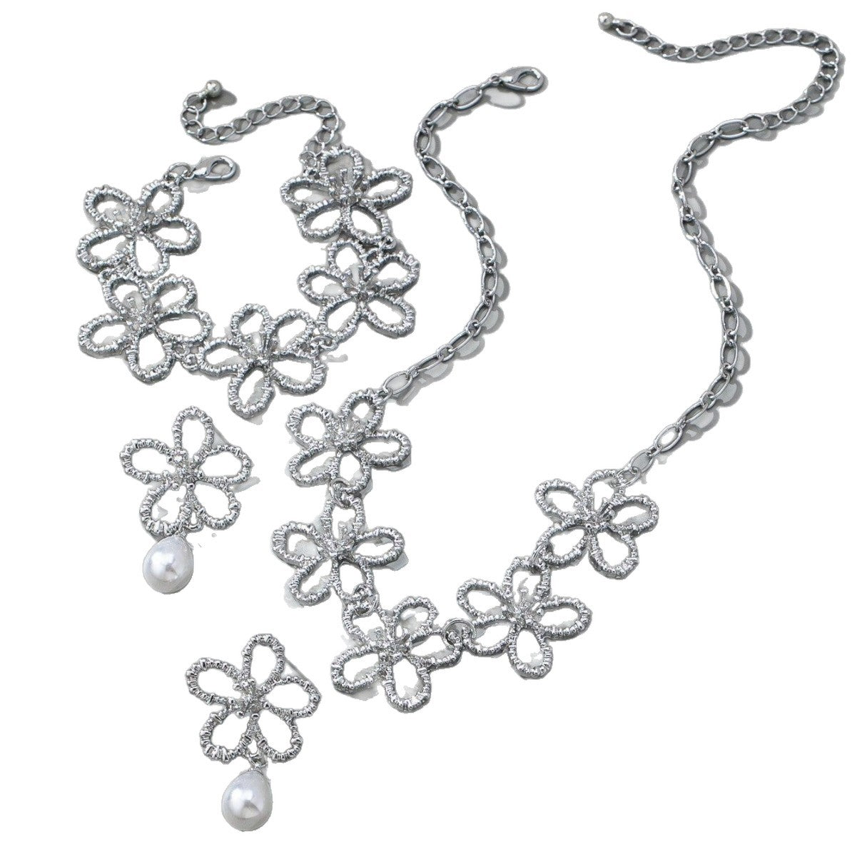 Fashion Metal Hollow Flower Stitching Ear Female Light Luxury Jewelry Set