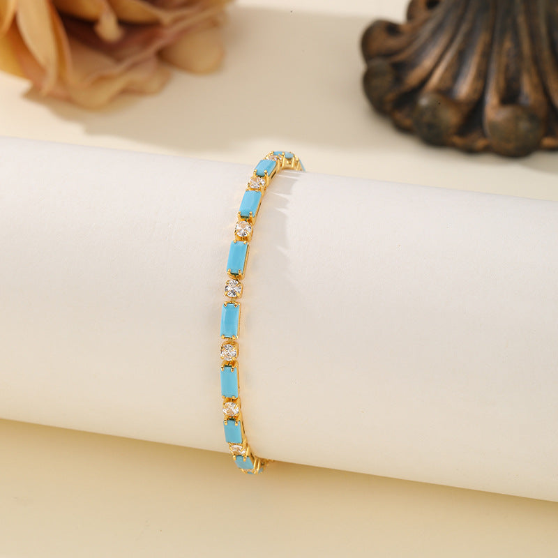 Women's Luxury Fashion Square Zircon High-grade Dopamine Simple Exquisite Versatile Watch Bracelets