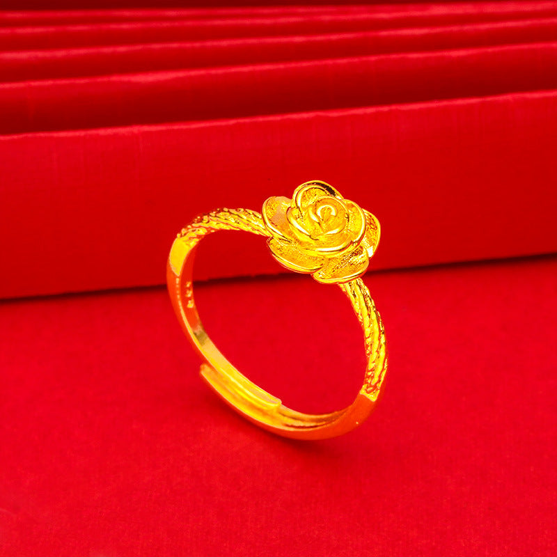Flower 2 Vietnam Sand Gold Fashion Ring