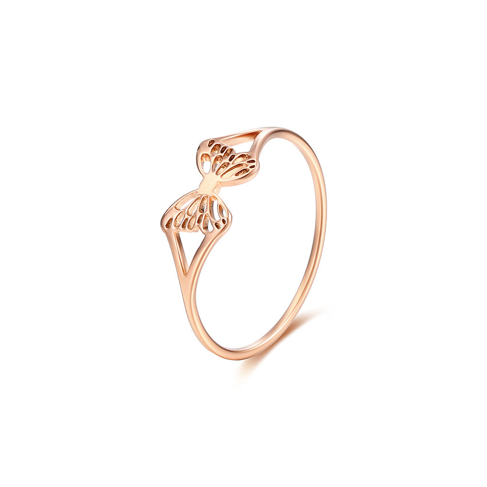 Women's Titanium Steel Hollow Butterfly For Little Finger Hand Ring