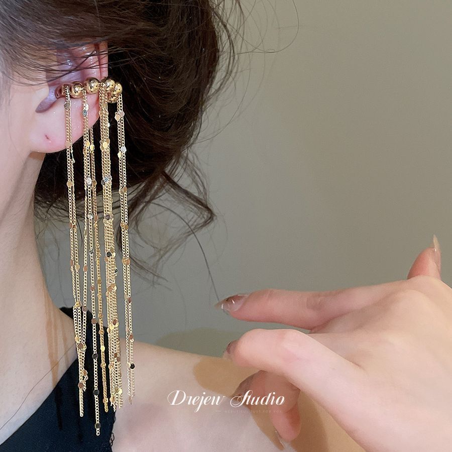 Round Tassel Bone French Vintage Court Style Light Ear Clip