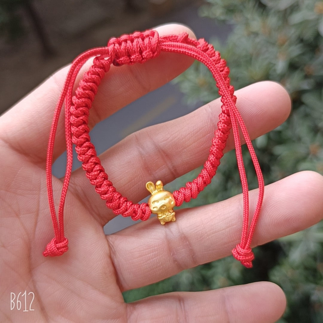 Bracelet de cheville en corde rouge en cristal de jade, deux bracelets