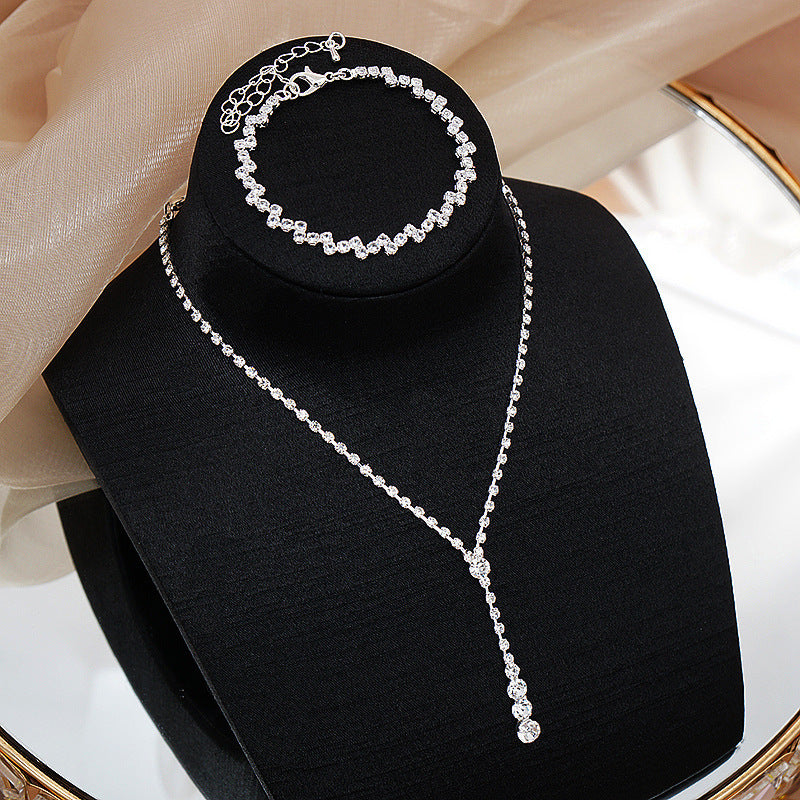 Women's Crystal Rhinestone Bridal Wedding Three-piece For Necklace