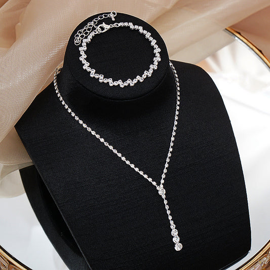 Women's Crystal Rhinestone Bridal Wedding Three-piece For Necklace