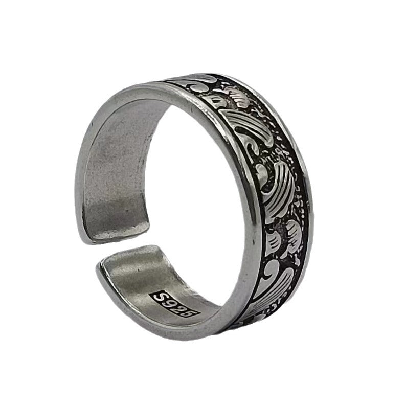 Men's Marcasite Sier Love Oath Niche Unique Retro Ring