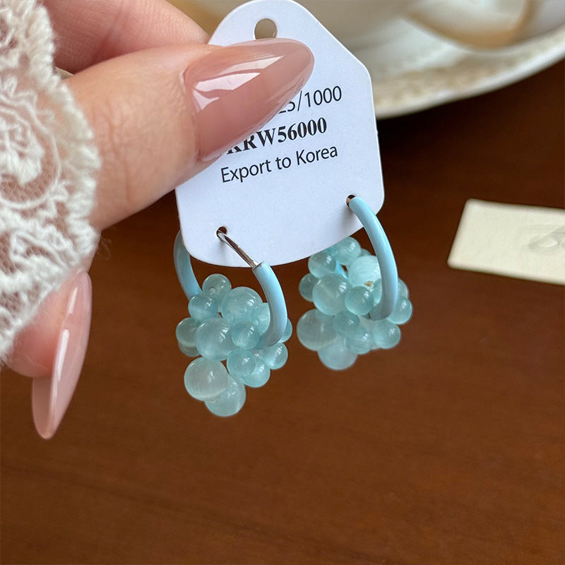Women's Beaded Blue Geometrical Love Heart Simple Style Fashion Rings