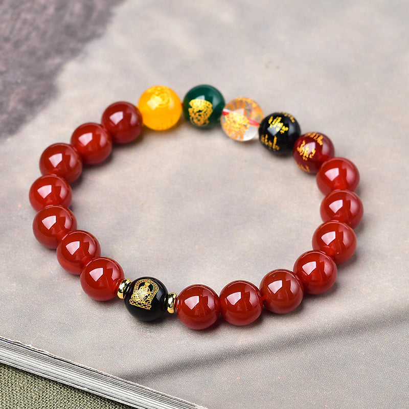 Bracelets masculins de bouddha du zodiaque en cristal blanc féminin de dieux de la richesse