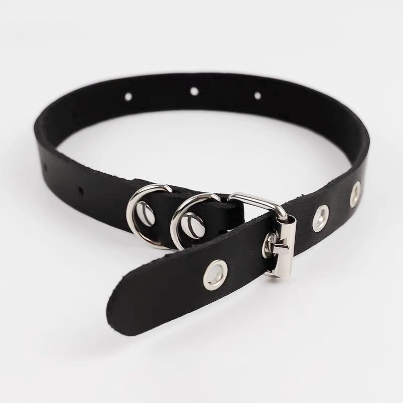 Yang Mi Punk Flat Buckle Leather Necklaces