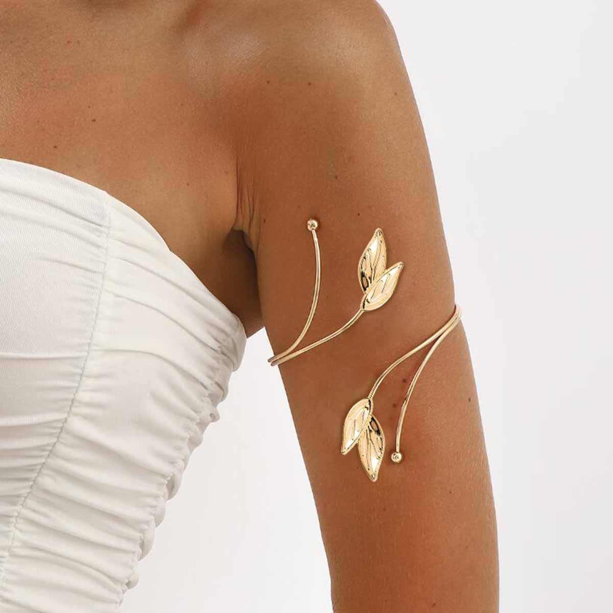 Water Drop Leaves Open Armband Exaggerated Personalized Line Metal Bracelet