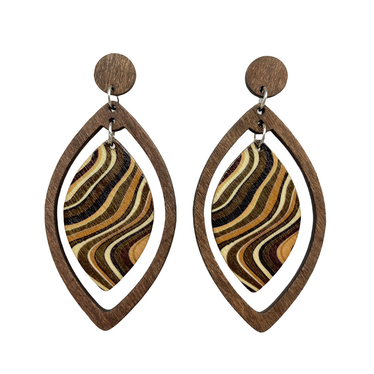 Bohemian Wind Long Wooden Big Water Earrings