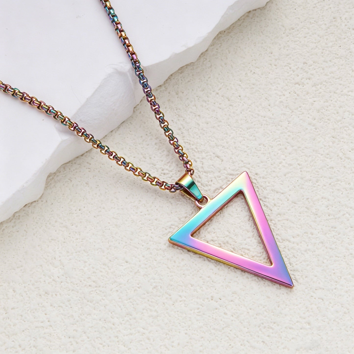 Men's Titanium Steel Black Triangle Stainless Geometric Necklace