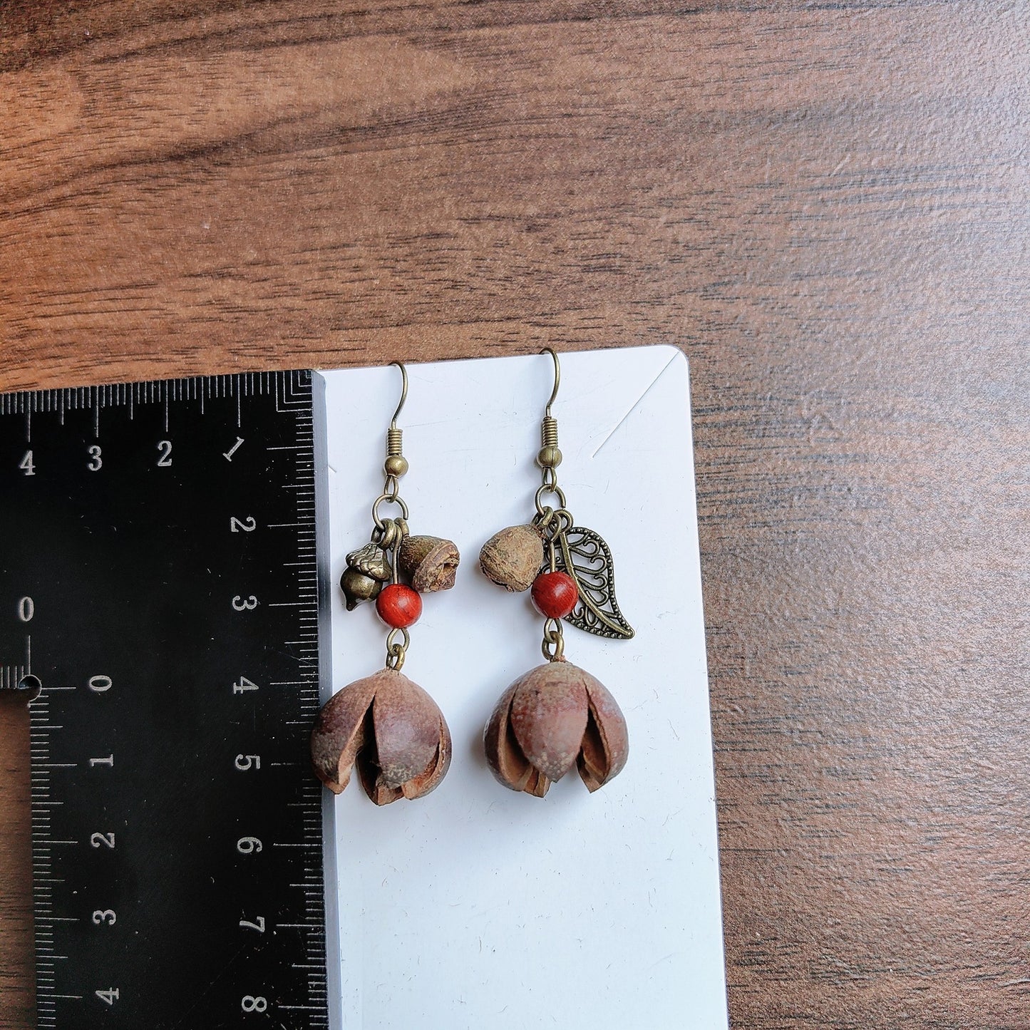 Wooden Chinese Style Art Retro Ear Clip Golden Bell Bodhi Earrings