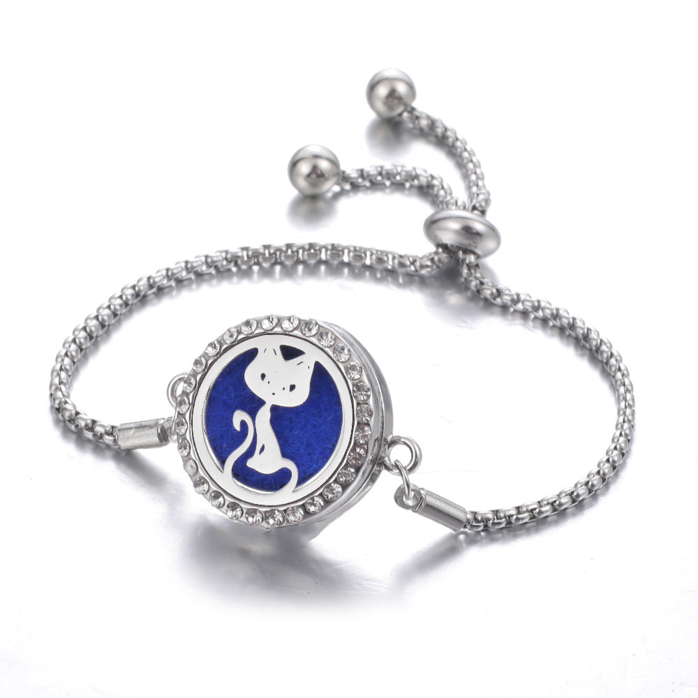 Steel Hollow Oil Lucky Tree Open Box Bracelet