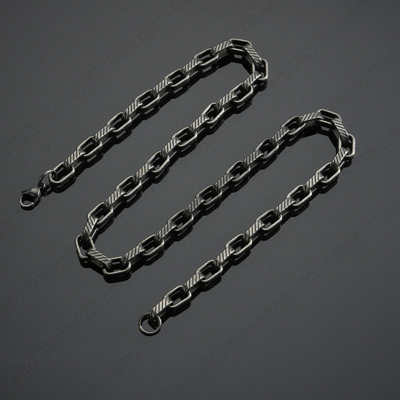 Men's Fashion Fashionmonger Domineering Motorcycle Retro Stainless Steel Jewelry Set