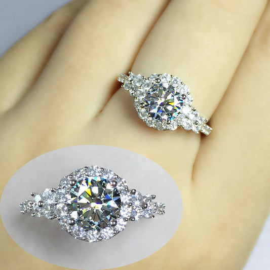 Women's Streaming Imitation Imported Color Moissanite Diamond Luxury 2 Rings