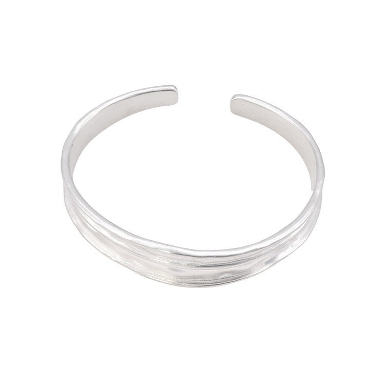 Matte Sterling Sier Texture Opening Minimalist Bracelet