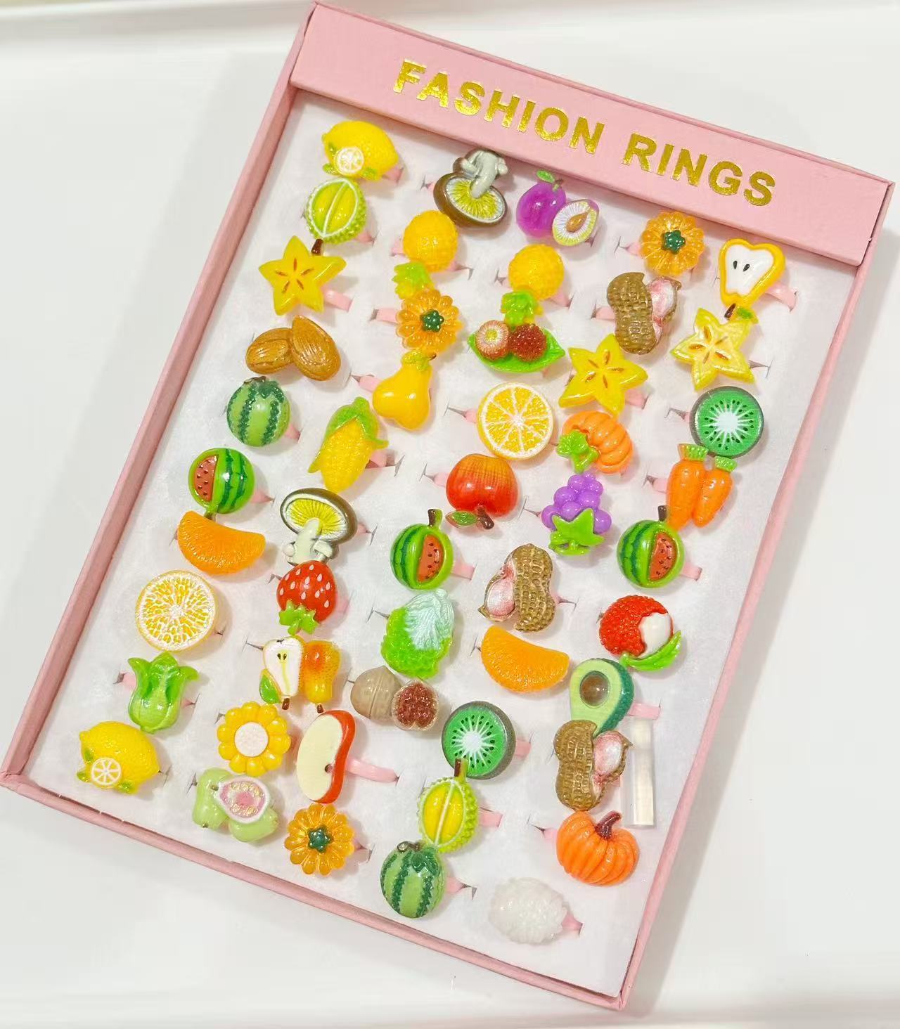 Children's Boxed Open Frosted Plastic Birthday Gift Ring