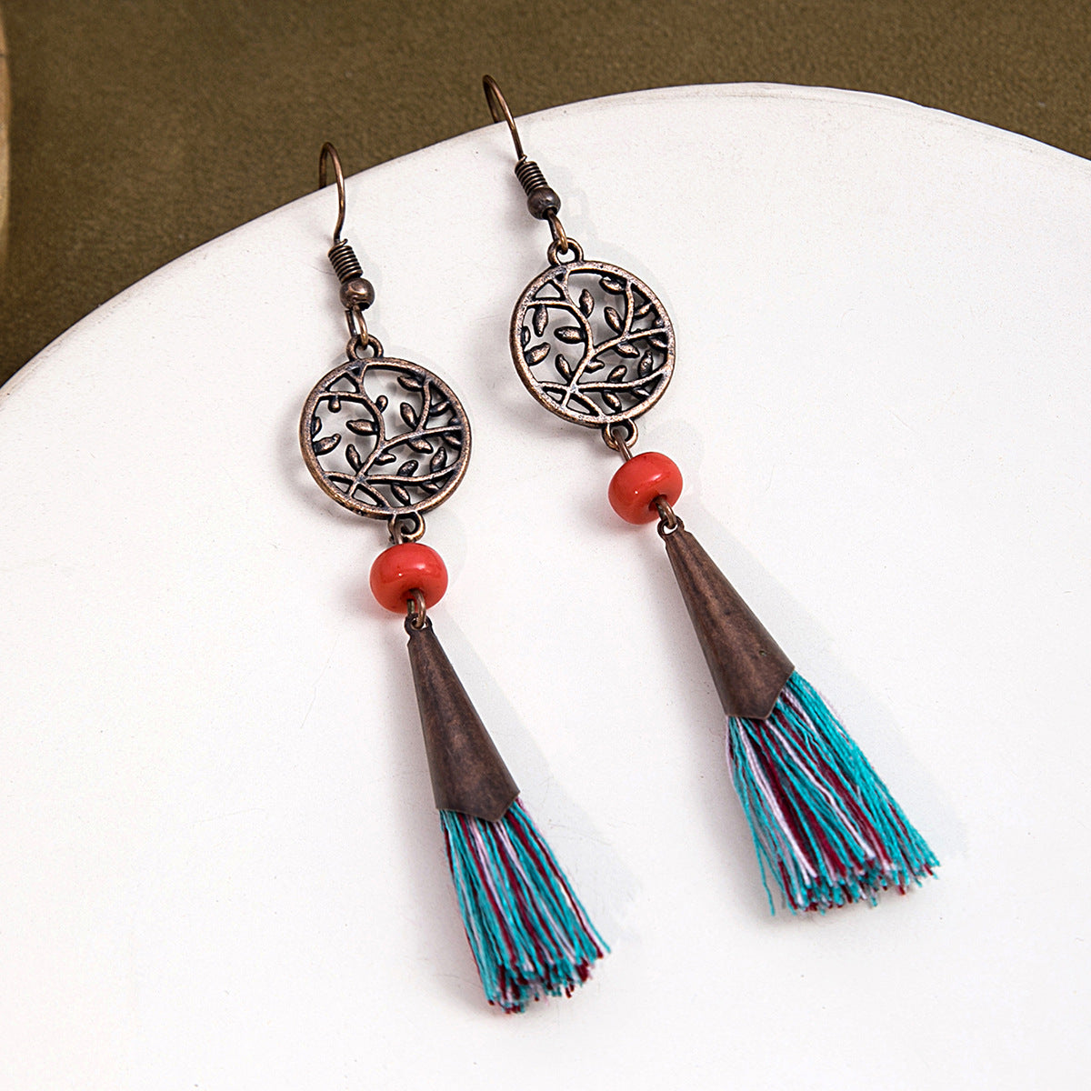 Tassel Turquoise Retro Minority Ethnic Style Earrings