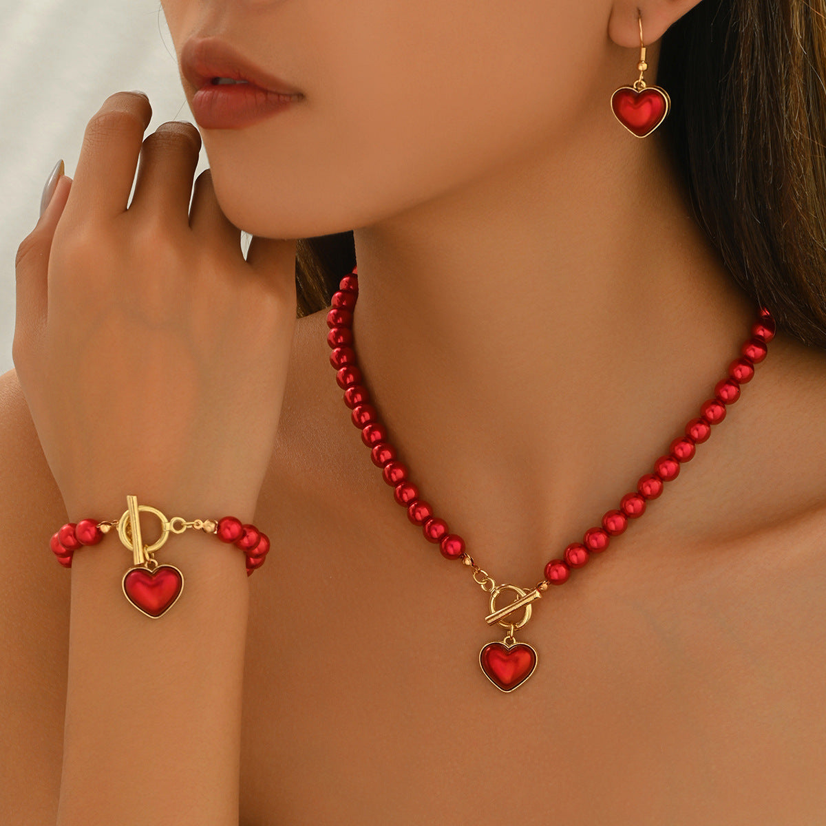 Women's Geometric Heart Shape Woven Pearl Design Rings