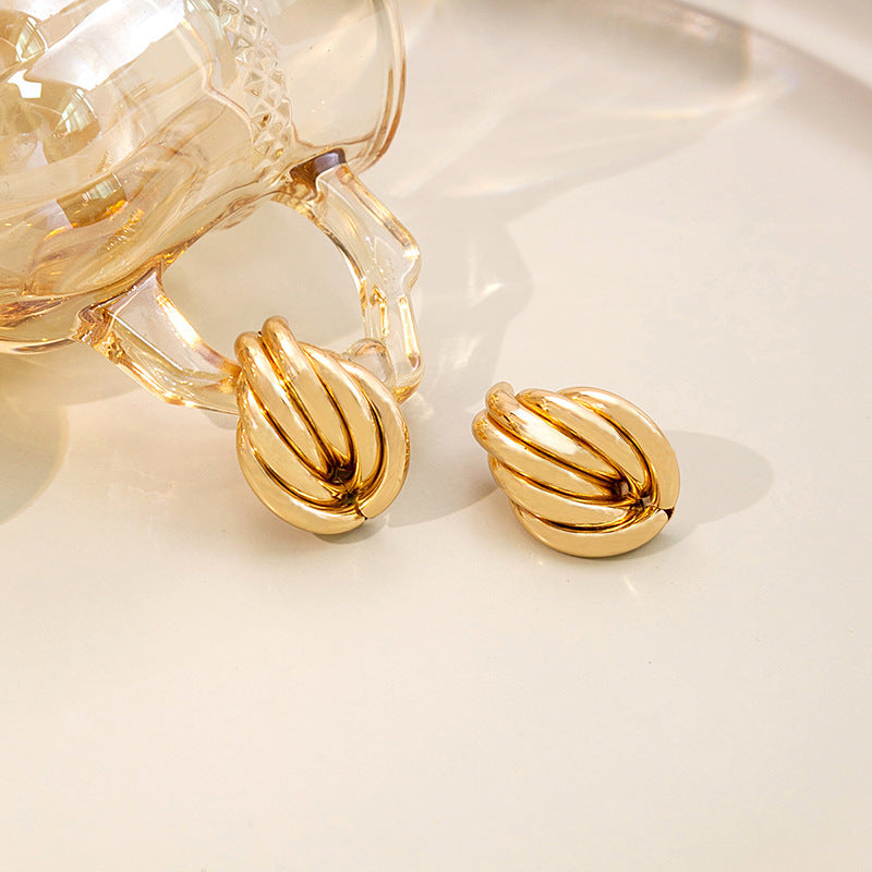 Fashion Geometric Ear Sier Needle Retro Hoop Metallic Stud Earrings