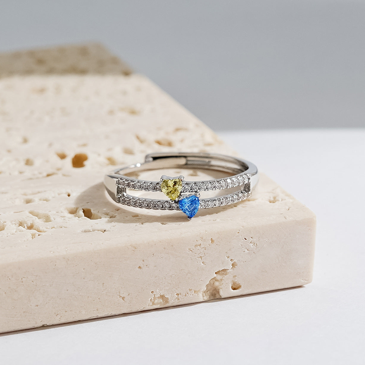 Layers Loving Heart Female Fashion Personality Commuter Heart-shaped Design Graceful Rings