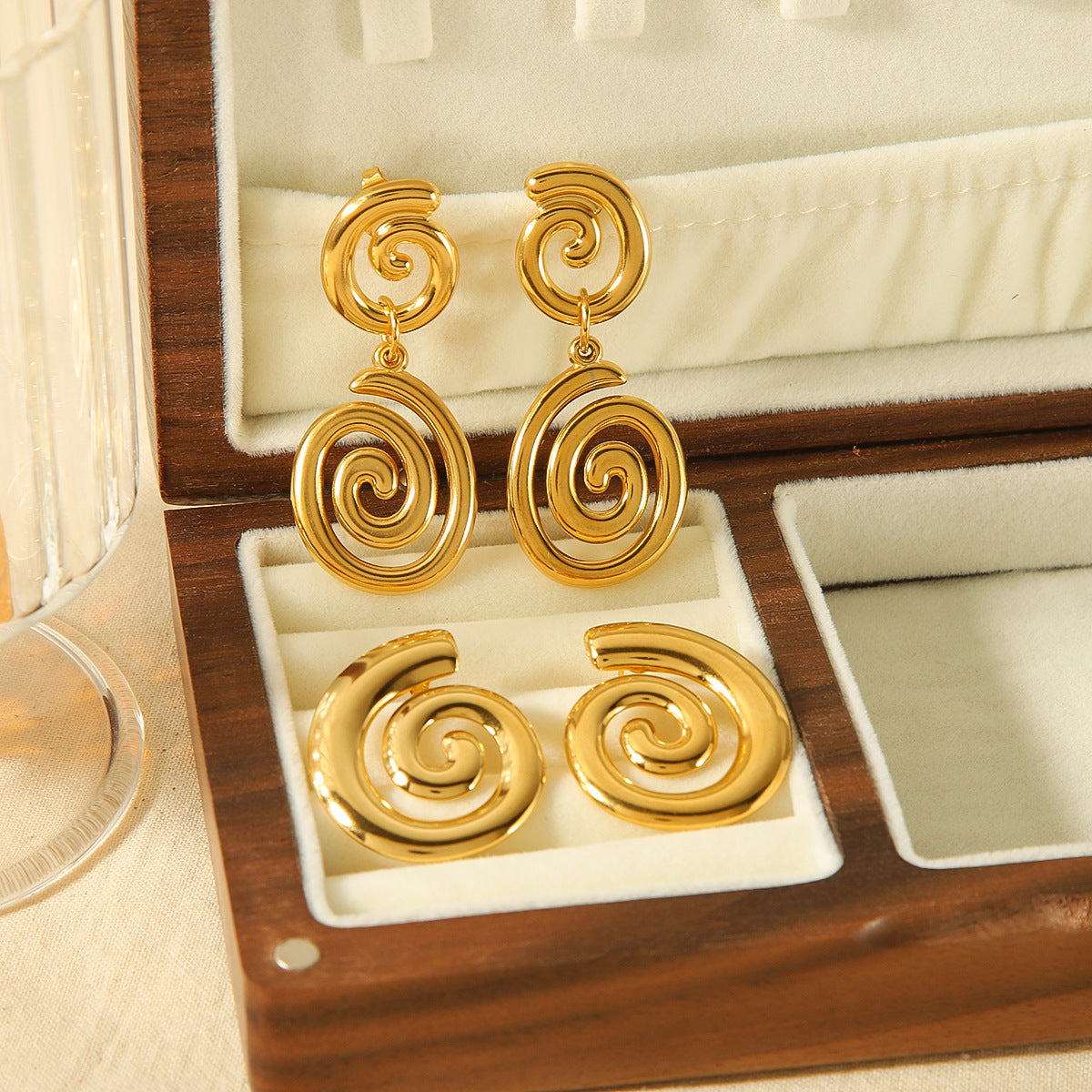 Women's Retro Design Geometric Gold Stainless Steel Earrings