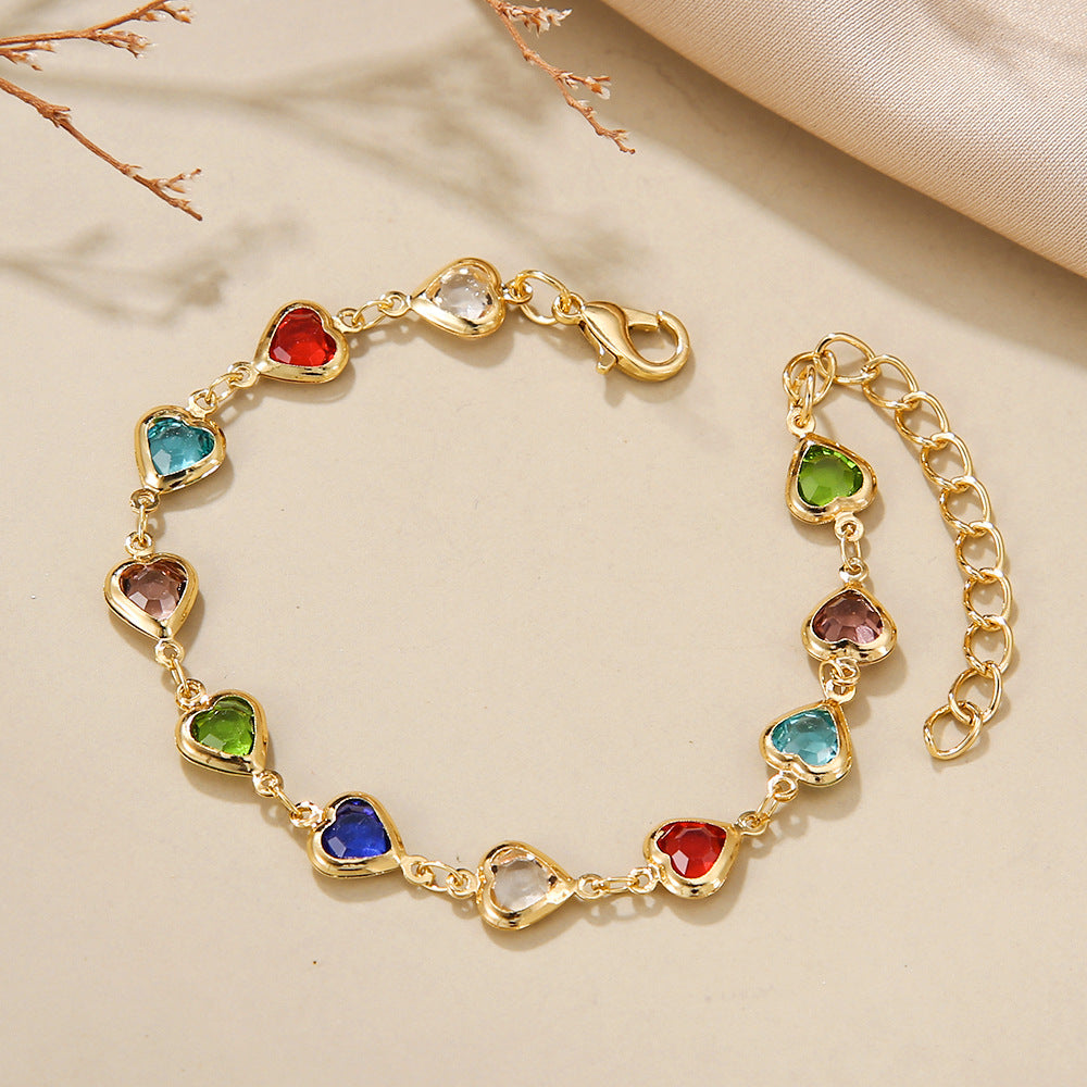 Hand Jewelry Candy Color Heart Anklet Bracelets