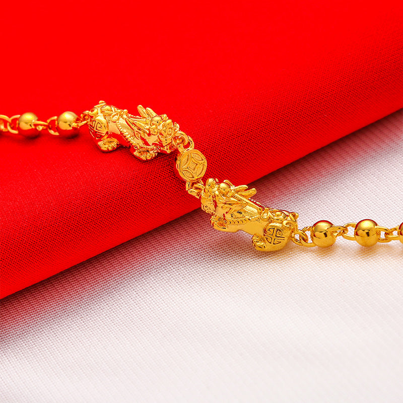 Double Chain Alluvial Gold Color Retention Bracelets