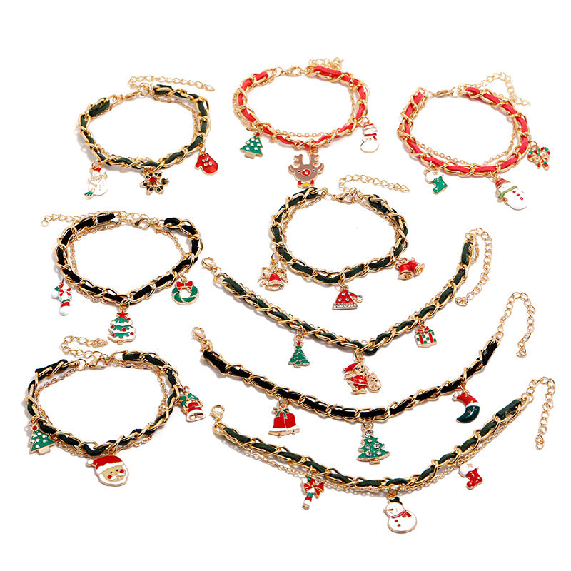 Women's Trendy Niche Creative Christmas Snowman Crutches Bracelets