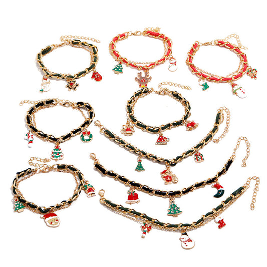 Women's Trendy Niche Creative Christmas Snowman Crutches Bracelets