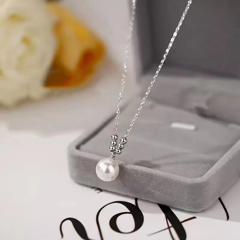 Pearl Titanium Steel Chain Stainless Beads Advanced Light Luxury Minority Necklace